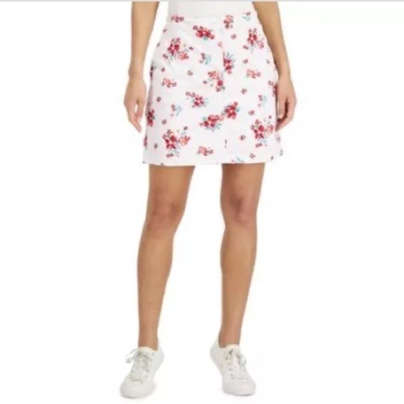 Karen Scott Skort Womens size 6 White Floral Cotton Stretch Casual Skirt - Picture 2 of 12